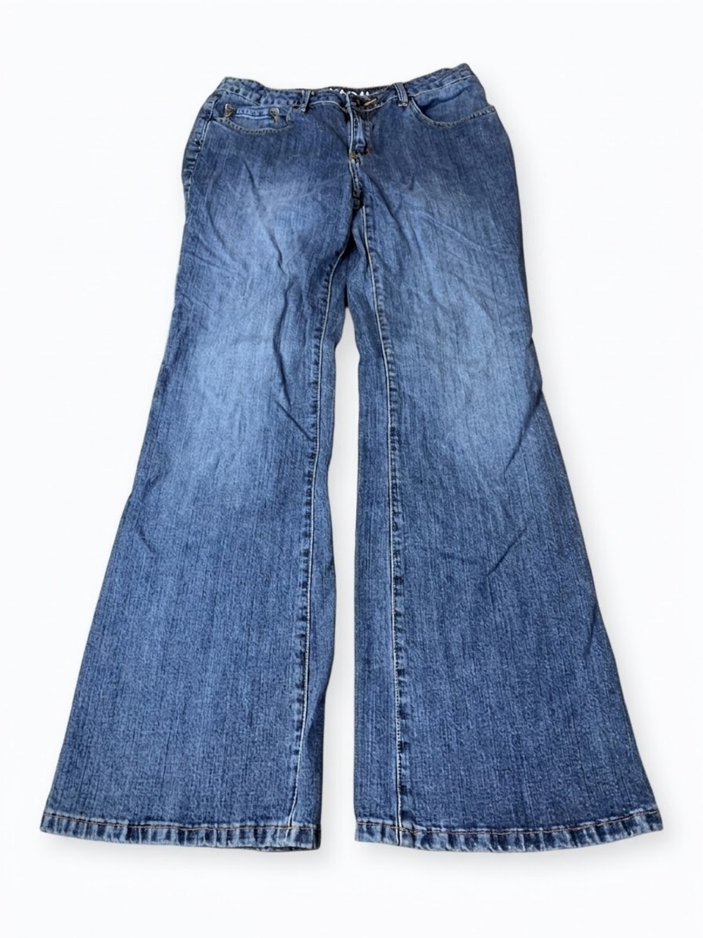 NEVADA Women's Wide Leg Flare Jeans Medium Wash Size 12 Stretch Denim Y2K